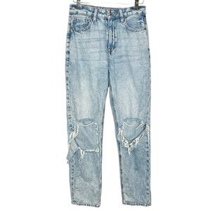 American Eagle Mom Straight Jean Women's Size 2 Distressed Light Wash High Waist